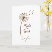 Make a Wish Custom Text Dandelion Kaart (Gele Bloem)