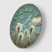 Make a Wish Dandelion Rustic Farmhouse Floral Grote Klok (Hoek)