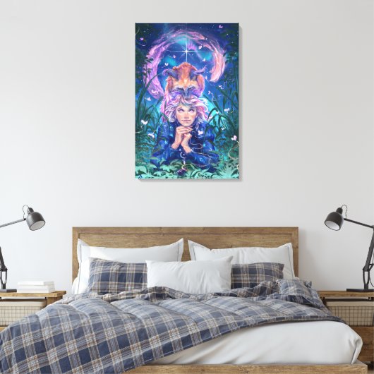 Make a wish with Magicfox- fantasy art Canvas Afdruk (Insitu (Slaapkamer))