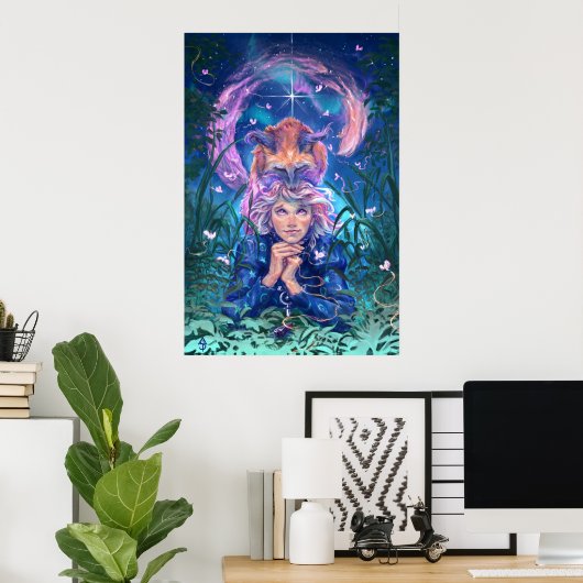 Make a wish with Magicfox- fantasy art Poster (Thuiskantoor)