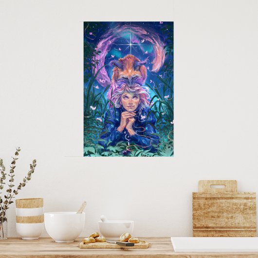 Make a wish with Magicfox - fantasy art Poster (Keuken)