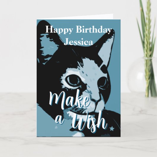Make A Wsh Cute Artistic Cat Birthday Kaart (Voorkant)