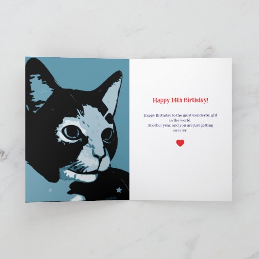 Make A Wsh Cute Artistic Cat Birthday Kaart (Binnen)