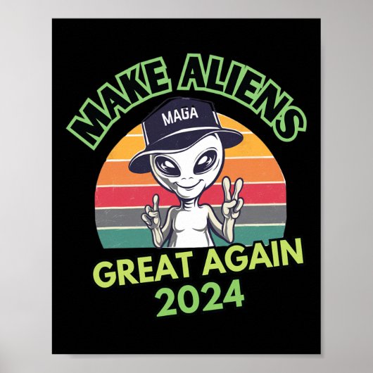 Make Aliens Great Again Grappige Mega Trump UFO 20 Poster (Voorkant)