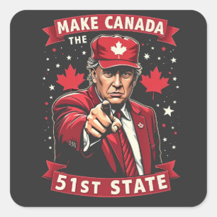 Make America 51e Staat Canadese Amerikaan  Vierkante Sticker