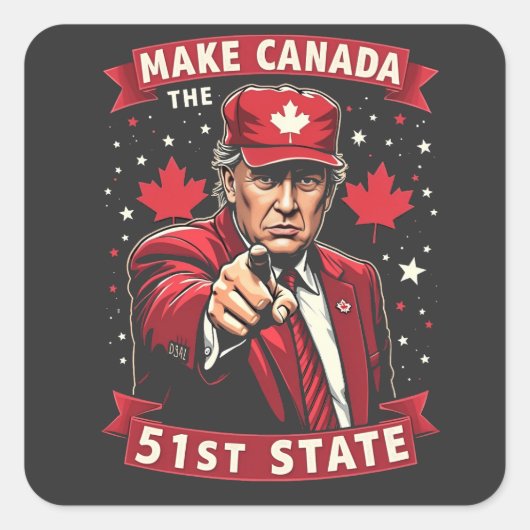 Make America 51e Staat Canadese Amerikaan  Vierkante Sticker (Voorkant)