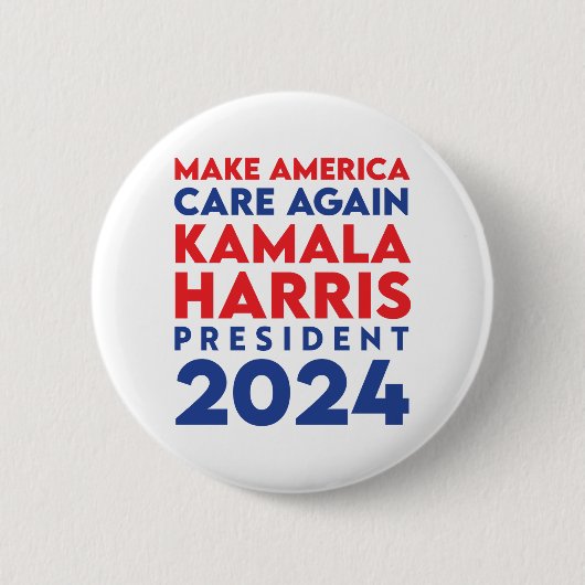 Make America Care Again Harris President 2024 Ronde Button 5,7 Cm (Voorkant)