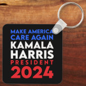 Make America Care Again Harris President 2024 Sleutelhanger (Achterkant)