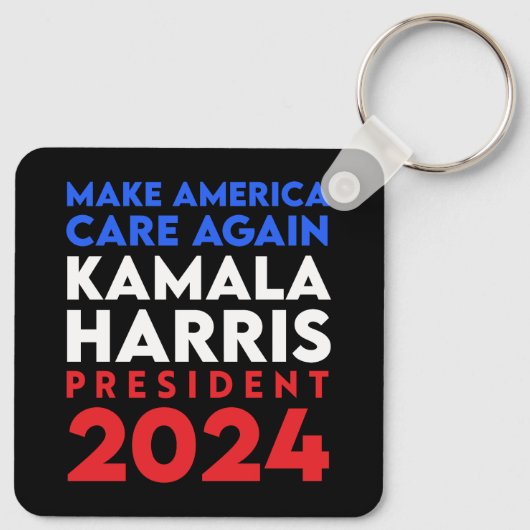 Make America Care Again Harris President 2024 Sleutelhanger (Achterkant)