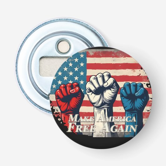 Make America Free Again Kunstwerk Button Flesopener (Voorkant)