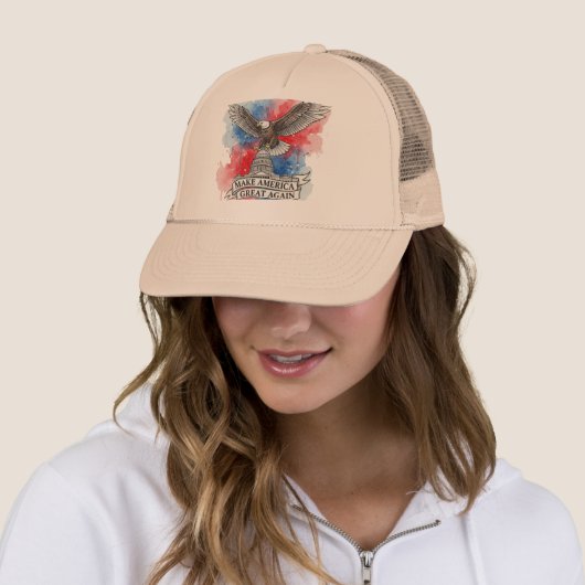 Make America Great Again Bold Eagle Art Cap Trucker Pet (In situ)