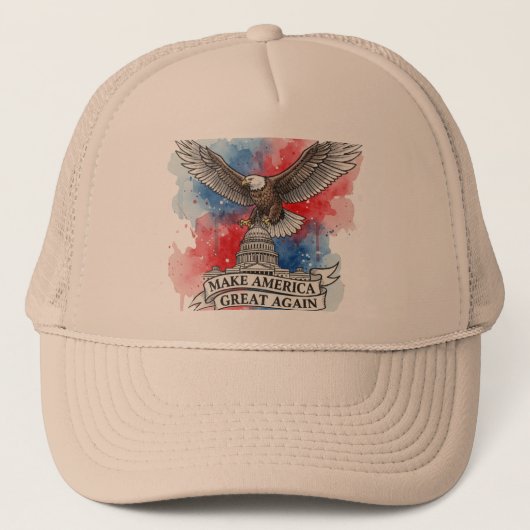 Make America Great Again Bold Eagle Art Cap Trucker Pet (Voorkant)