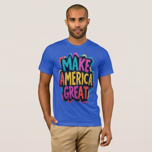 Make America Great Bold T-Shirt Patriottisch Veren (Voorkant volledig)