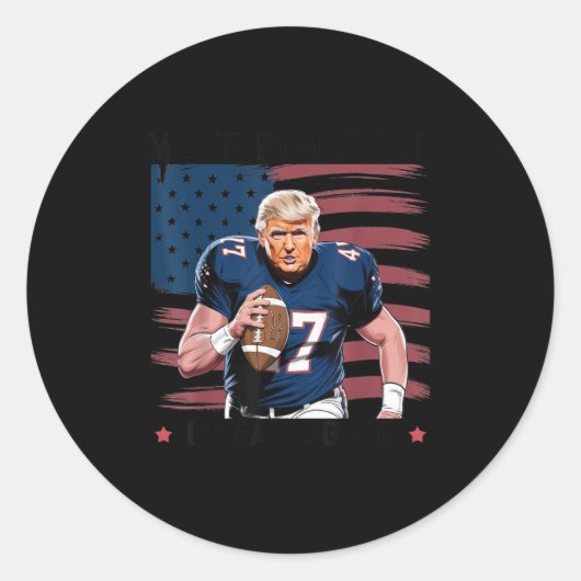 Make American Football Great Again Trump Usa Flag Ronde Sticker (Voorkant)