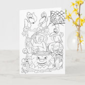 Make and color your own Halloween card Kaart (Gele Bloem)