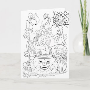 Make and color your own Halloween card Kaart