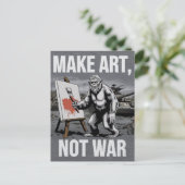 Make Art Not War Sasquatch Artiest Briefkaart (Staand voorkant)