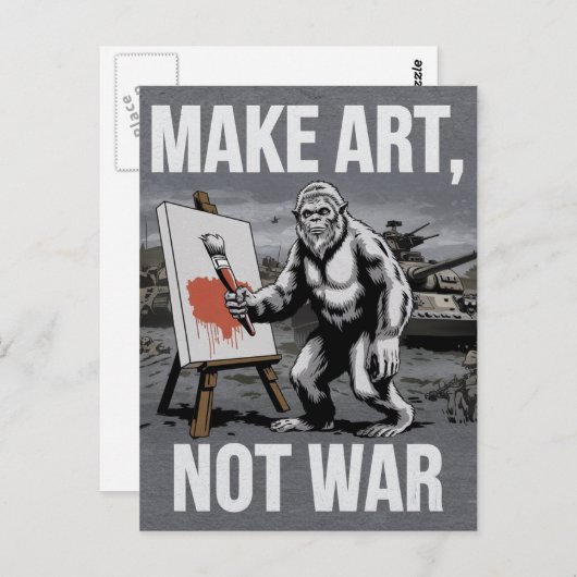 Make Art Not War Sasquatch Artiest Briefkaart (Voorkant / Achterkant)