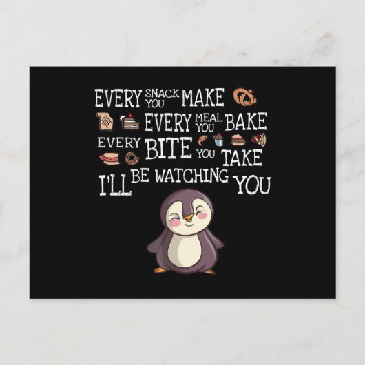 Make, Bake, Bite, Take Penguin Briefkaart (Voorkant)