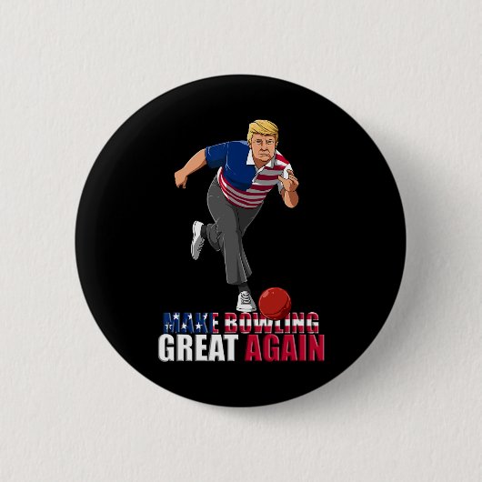 Make Bowling Great Again - Funny Trump Bowling Gif Ronde Button 5,7 Cm (Voorkant)