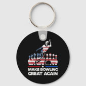 Make Bowling Great Again Funny Trump Us Flag Bowli Sleutelhanger (Voorkant)