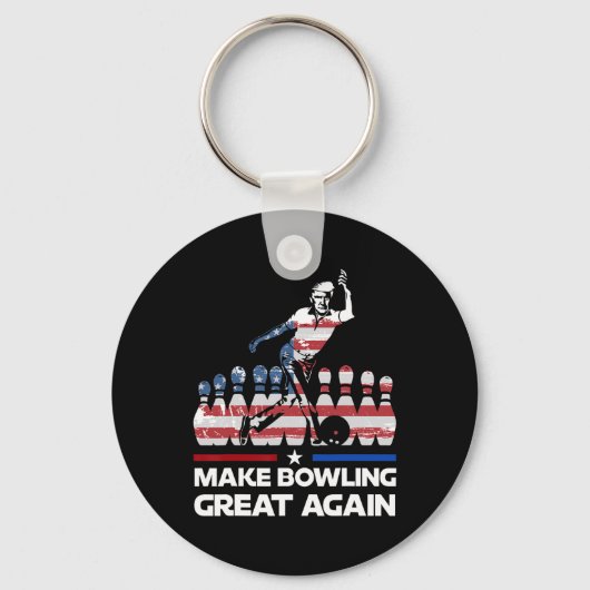 Make Bowling Great Again Funny Trump Us Flag Bowli Sleutelhanger (Voorkant)
