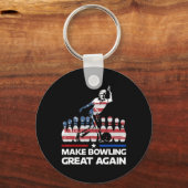 Make Bowling Great Again Funny Trump Us Flag Bowli Sleutelhanger (Voorkant)