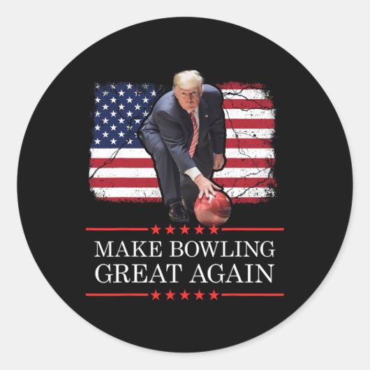 Make Bowling Great Again - Grappig Trump Bowling P Ronde Sticker (Voorkant)
