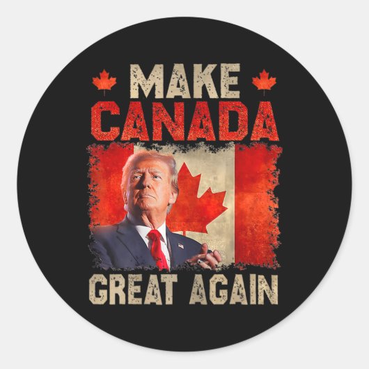 Make Canada Great Again Grappig President Trump Oh Ronde Sticker (Voorkant)