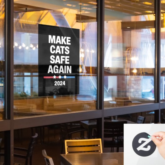 Make Cats Safe Again Grappig 2024 Presidentieel Raamsticker (Restaurant Raam)