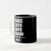 Make Cats Safe Again Grappig 2024 Presidentieel Tweekleurige Koffiemok (Voorkant links)