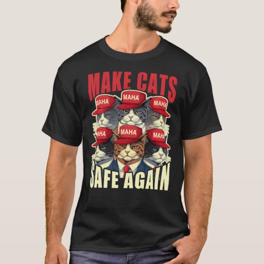Make Cats Safe Again Red Cat Hat Maha 2024 Debate  T-shirt (Voorkant)