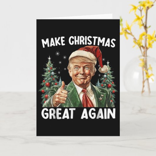 Make Christmas Great Again Funny Santa Trump 2025  Kaart (Gele Bloem)