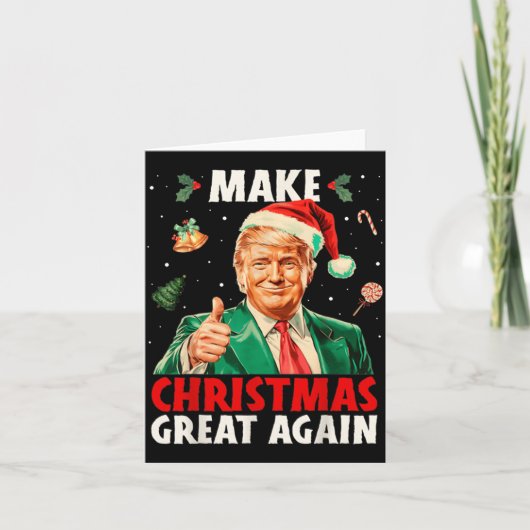 Make Christmas Great Again Funny Santa Trump 2025  Kaart (Voorkant)
