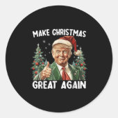 Make Christmas Great Again Funny Santa Trump 2025  Ronde Sticker (Voorkant)
