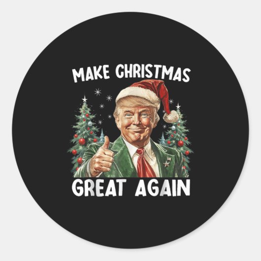 Make Christmas Great Again Funny Santa Trump 2025  Ronde Sticker (Voorkant)