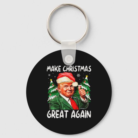 Make Christmas Great Again Funny Santa Trump 2025  Sleutelhanger (Voorkant)