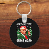 Make Christmas Great Again Funny Santa Trump 2025  Sleutelhanger (Voorkant)