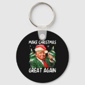 Make Christmas Great Again Funny Santa Trump 2025  Sleutelhanger (Voorkant)