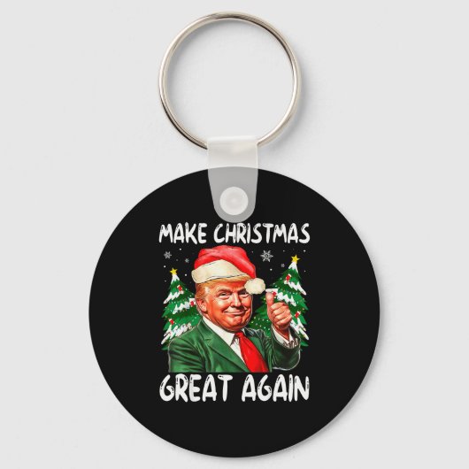 Make Christmas Great Again Funny Santa Trump 2025  Sleutelhanger (Voorkant)