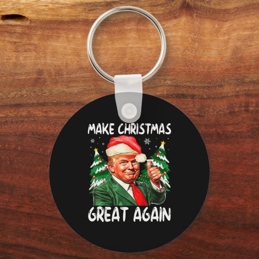 Make Christmas Great Again Funny Santa Trump 2025  Sleutelhanger (Voorkant)