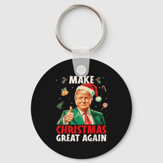 Make Christmas Great Again Funny Santa Trump 2025 Sleutelhanger (Voorkant)