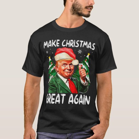 Make Christmas Great Again Funny Santa Trump 2025 T-shirt (Voorkant)