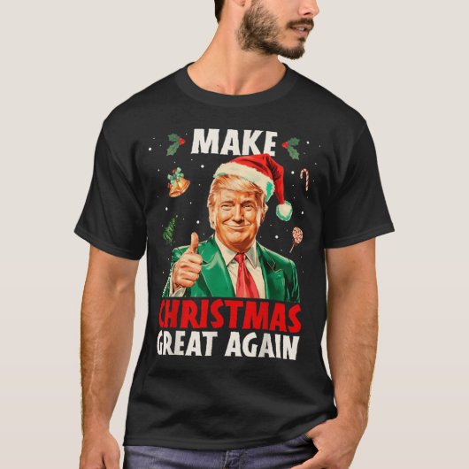 Make Christmas Great Again Funny Santa Trump 2025  T-shirt (Voorkant)