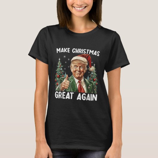 Make Christmas Great Again Funny Santa Trump 2025  T-shirt (Voorkant)