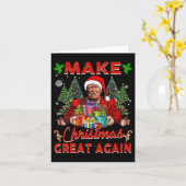 Make Christmas Great Again Grappige Kerstman Trump Kaart (Gele Bloem)