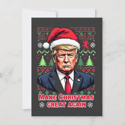 Make Christmas Great Again Lelijke Kersttrui Trump Kaart (Voorkant)