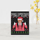 Make Christmas Great Again Trump Pajamas Ugly Kaart (Gele Bloem)