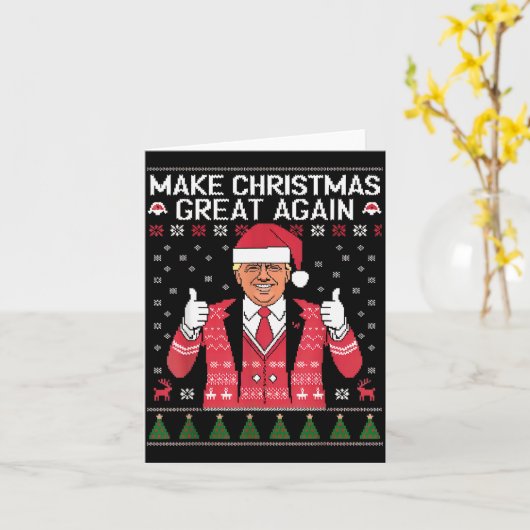 Make Christmas Great Again Trump Pajamas Ugly  Kaart (Gele Bloem)