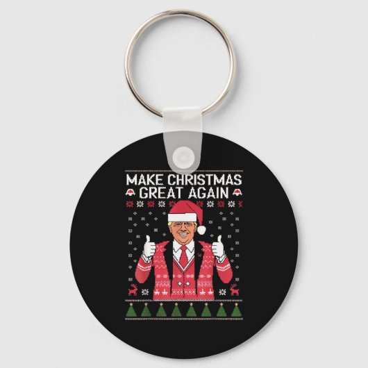 Make Christmas Great Again Trump Pajamas Ugly Sleutelhanger (Voorkant)